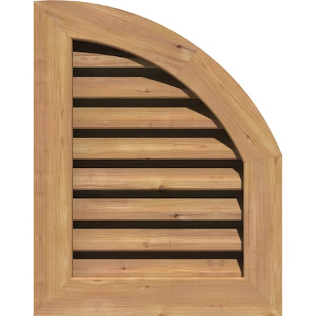 Quarter Round Top Right Western Red Cedar Gable Vent W/1 X 4 Flat Trim Frame, 15W X 18H